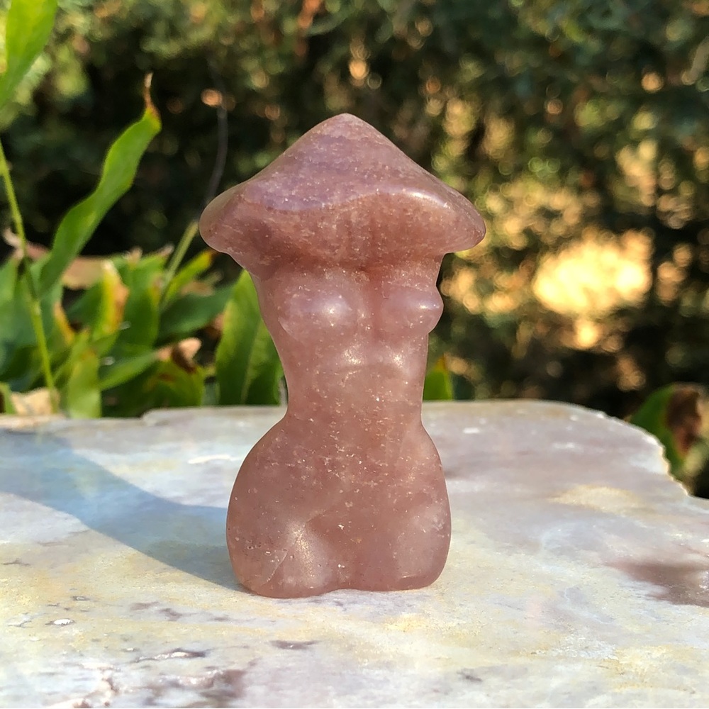 Strawberry Quartz Mushroom Goddess